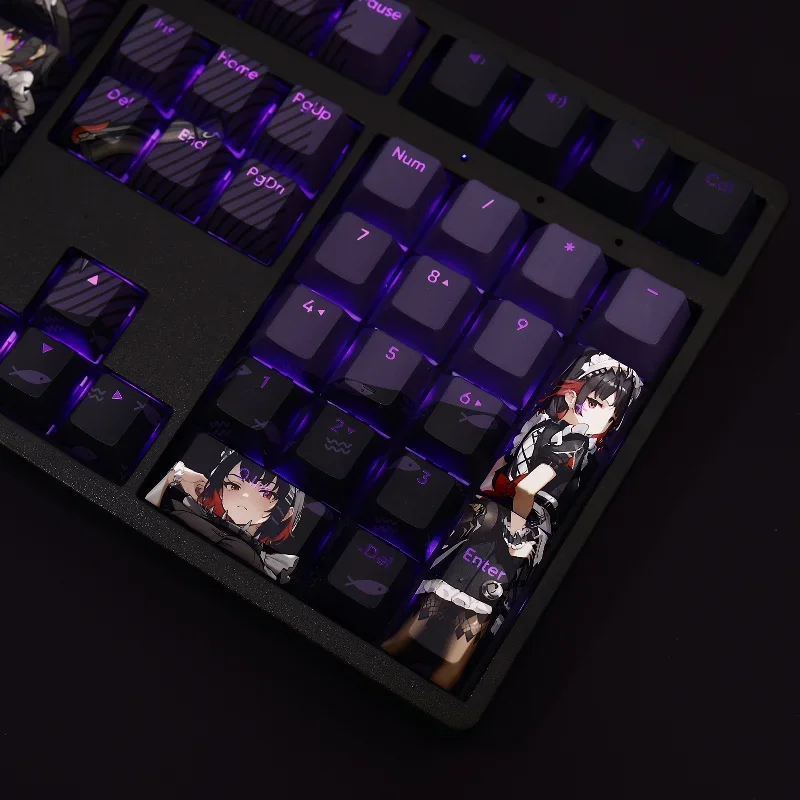 Ellen Joe Gaming Keycap Set PBT Sublimation Cherry Profile Keycaps for Mechanical Keyboard Accessories Custom Keycaps Shark Girl