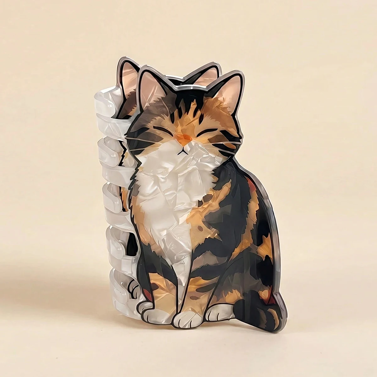 Pinzas para el pelo con diseño de gato lindo, gato calicó de dibujos animados, pinza para el pelo de gatito amado, accesorios para el pelo de niña, adecuadas para el campus y fiestas