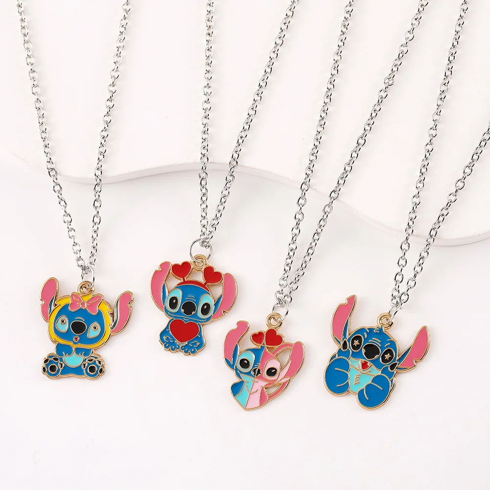 

Disney Lilo & Stitch Necklace Cute Figure Stitch Neck Chain Lovers Jewelry Stainless Steel Stitching Necklace for Women