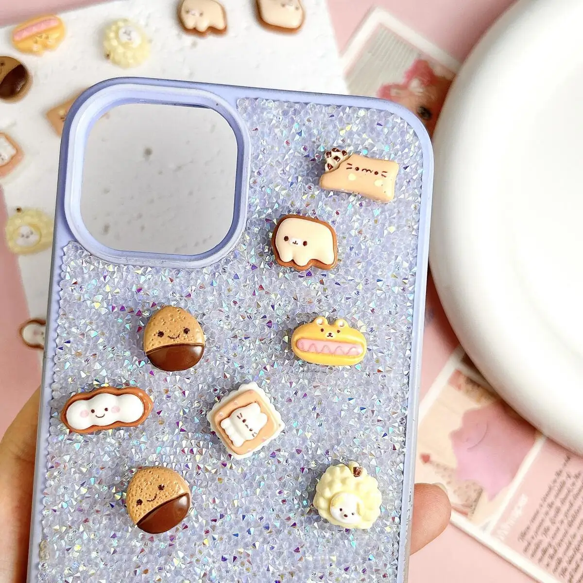 20 قطعة مقلد لطيف مبتسم البسكويت كوز الصنوبر مسمار الفن السحر ثلاثية الأبعاد الإبداعية دوريان هوت دوج مختلط مسمار الزينة DIY بها بنفسك دبوس الشعر الأظافر