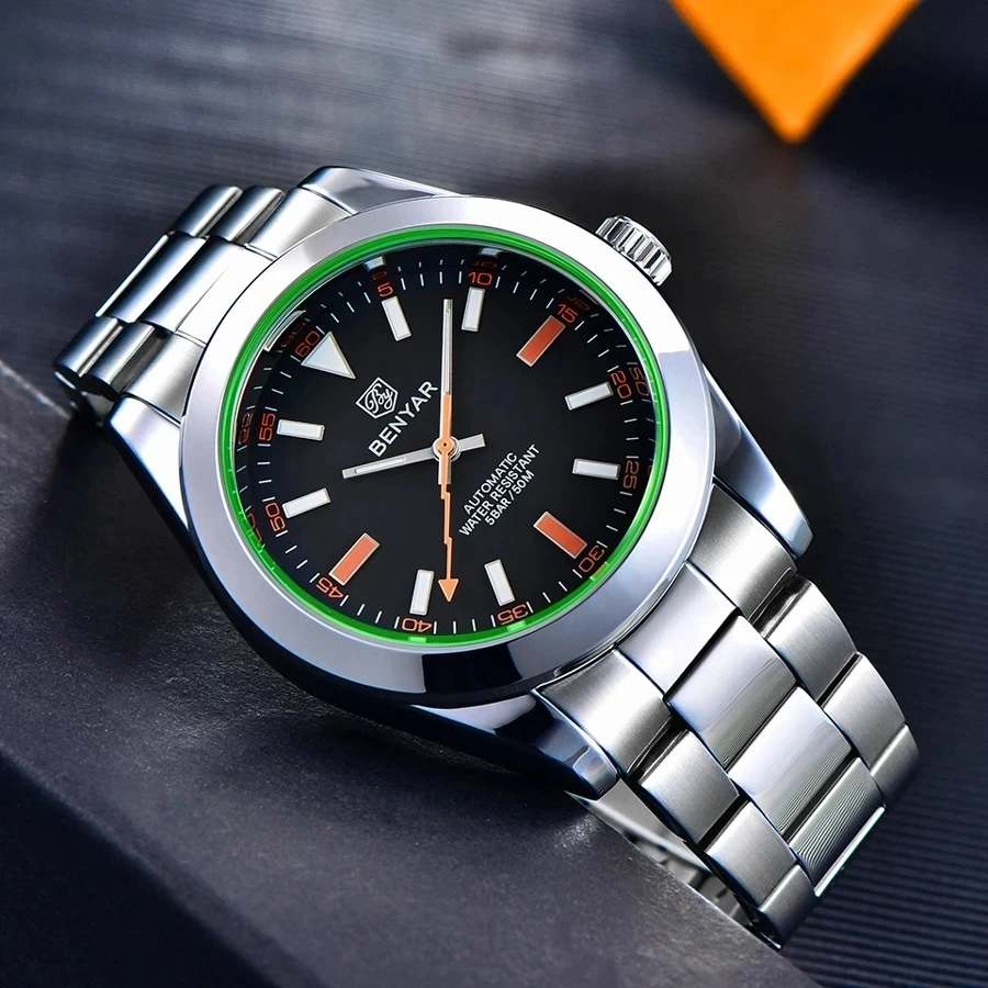 BENYAR Gépi men's watches felső márka Csillogás wristwatches Teendő automata sportok watches számára férfiak relogio masculino 2024