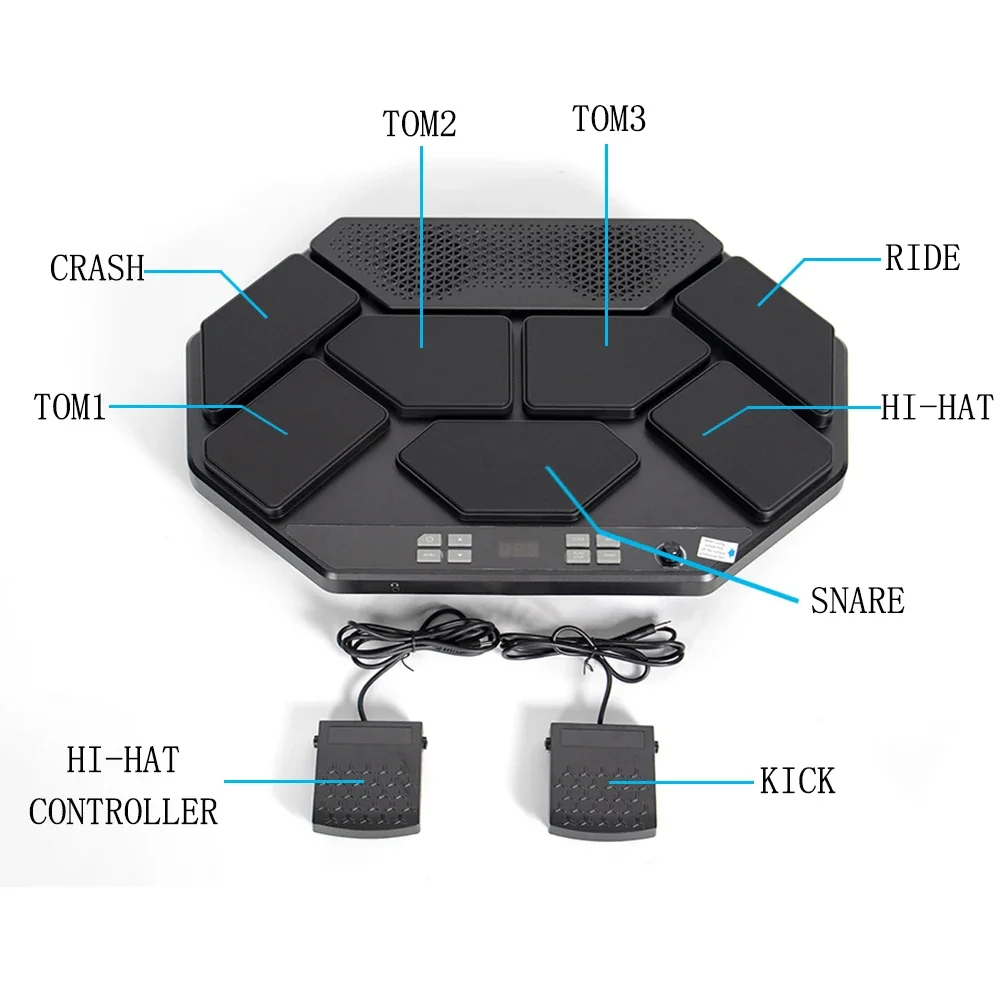 

Percussion Instruments New Silicone Sensitive Drums Wholesale Electronic Velocity-sensitive Drum Kit With Built-in Speaker