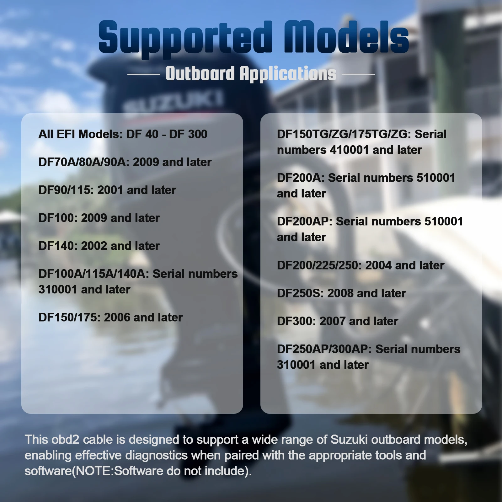 Złącze OBD motocykla do Honda 4-pinowe Suzuki 8-pinowe Adapter diagnostyczny do łodzi zaburtowej DF 100/115/140/150/175/200/225/250/300