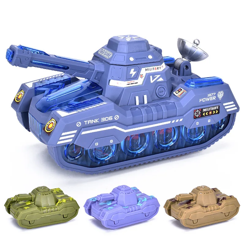 รถถังบังคับวิทยุอเนกประสงค์ พร้อมไฟและเสียง  แบบปลดปล่อยอัตโนมัติ ของเล่นทหารจำลองสำหรับเด็กผู้ชาย ขายตามท้องถนน