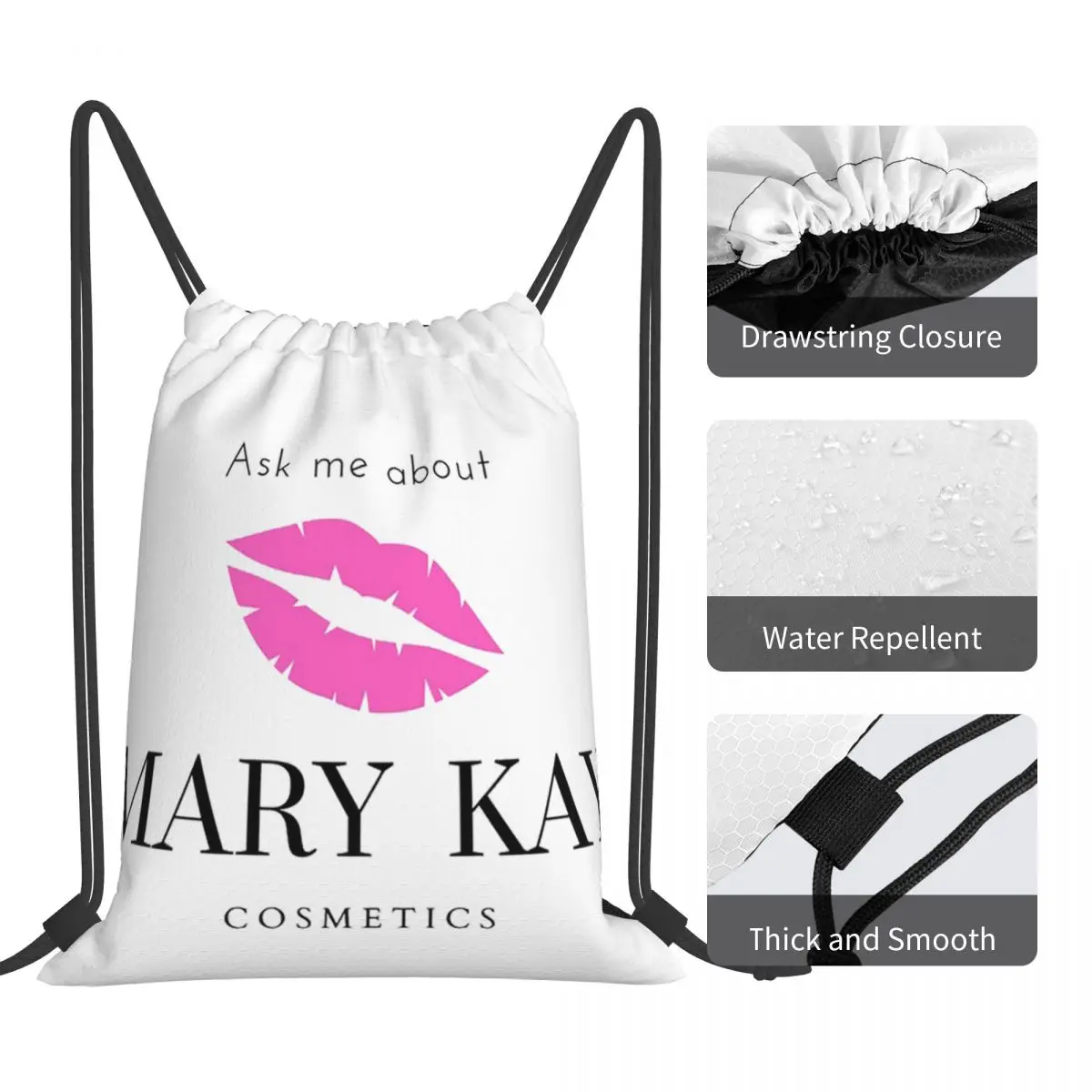 Ask Me About Mary Kay Backpacks Casual Drawstring Bags Drawstring Bundle Pocket Storage Bag Book Bags For Travel Students