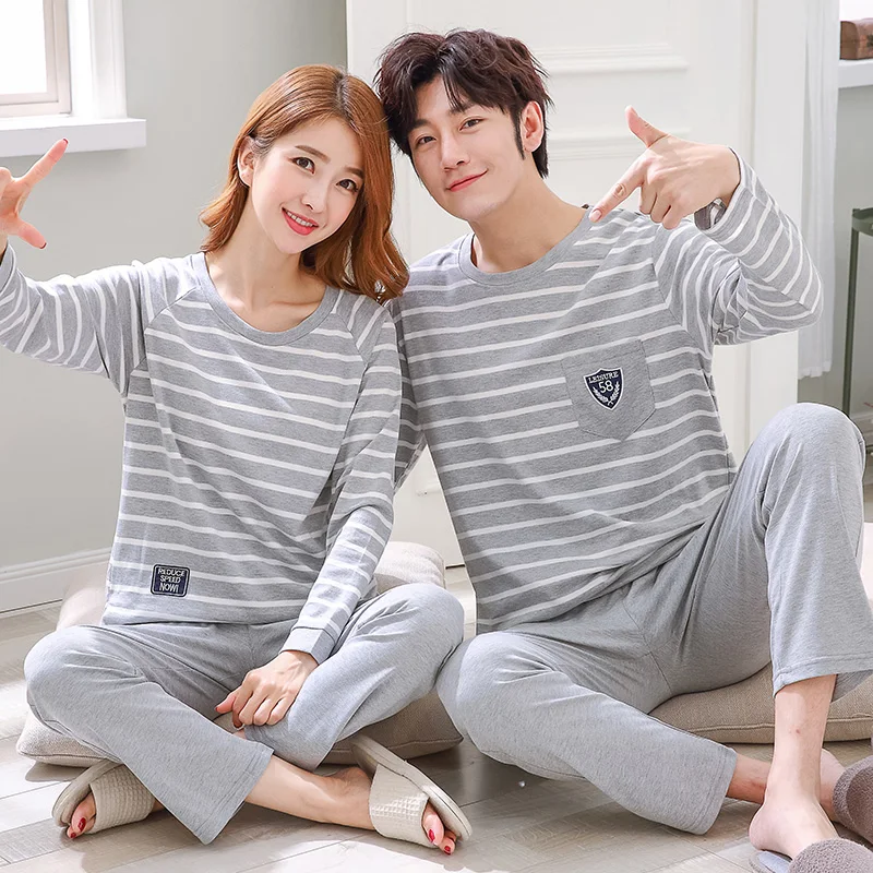 Mùa Xuân Cặp Vợ Chồng Đồ Ngủ Cho Nữ Người Bông Pyjama Bộ Ngủ Áo Quần Nhà Quần Áo Pijama Conjuntos De Pijama Hombre