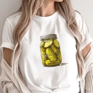 Women T Shirt Pickle Jar TShirt Cute Trendy Pickled Cucumber Lover Gift Graphic Tee Funny Canning Vintage Top Cotton Camisetas