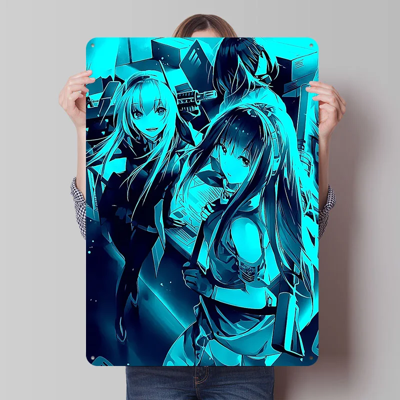 الفتيات فرونت لاين المعادن المشارك تين علامات جدار الفن الملصقات على الجدار عناصر الديكور علامة معدنية مخصصة للديكور المنزل الرجعية #1