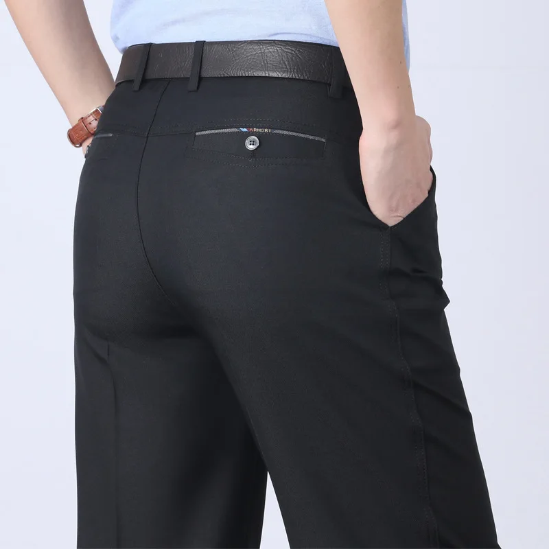 

Мужские повседневные деловые костюмы с высокой талией, брюки в Англии, повседневные однотонные облегающие прямые классические брюки для мужчин, официальные брюки