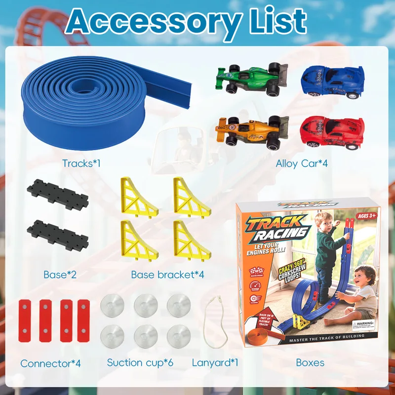 Pista de carreras Flexible para niños, juguetes Diy, rampa de coche de carreras de doble vía, Compatible con coches 1/64, portátil, enrollable, regalo de Navidad para niño