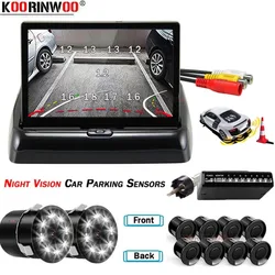 Koorinwoo Vehicle Parking System Kit For Cars Parking Sensors 4/8 Black/White Front Camera Reverse Buzzer 12V For Android Player