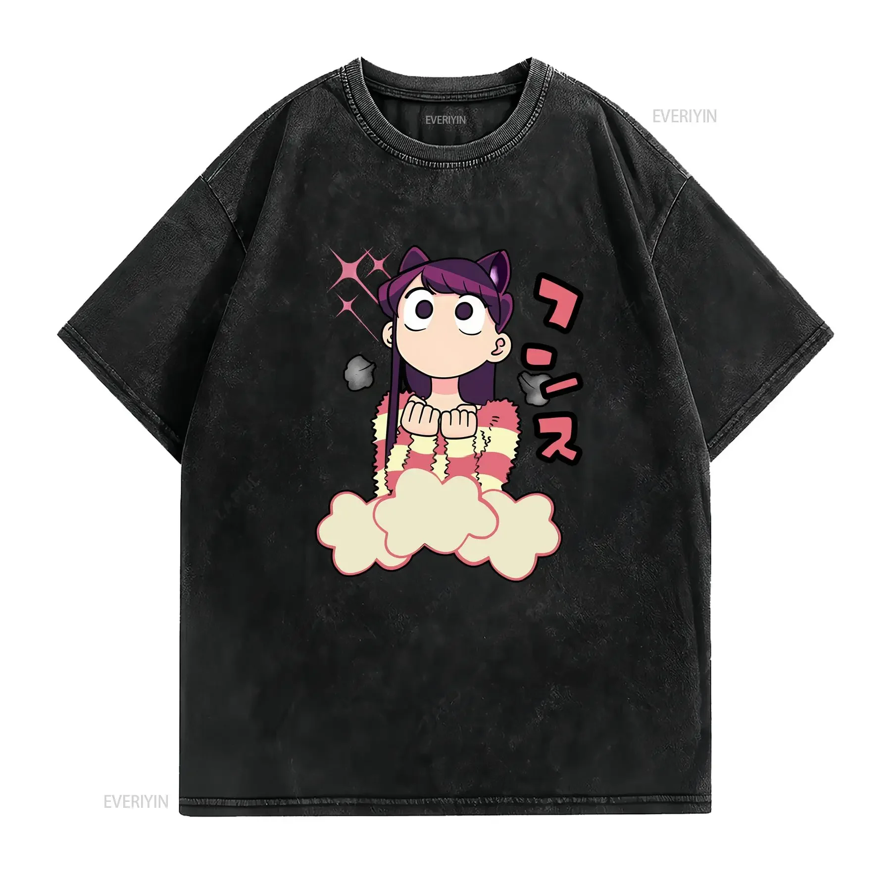 Komi San Can't Communicate T Shirt Hitohito Omoharu Ren Waifu vintage Washed Slightly fashion homme Breathable Casual vintage