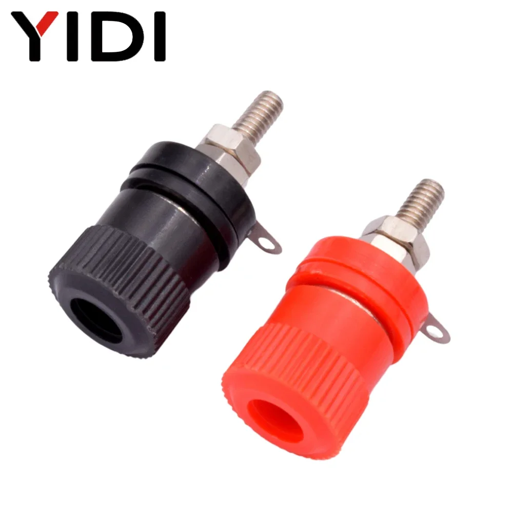 10pcs/lot Red Black Audio Amplifier Speaker Binding Post Panel Mount Connector 4mm Banana Plug Jack Socket Nickel Plate Terminal