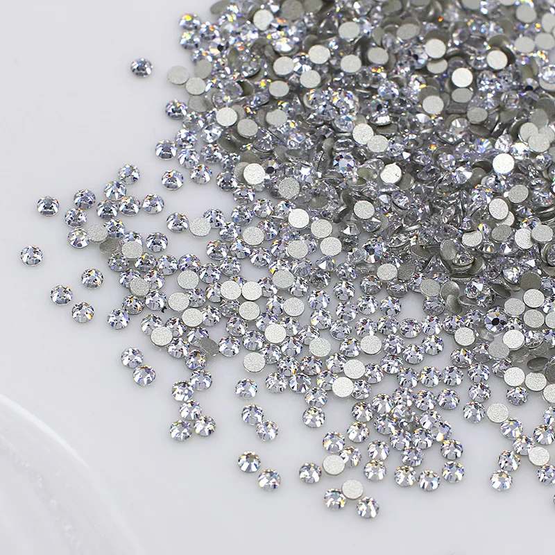 High Color Round Flat Back Rhinestones Sparkling Fire Nail Art Crystals Mini White DIY Nail Decorations
