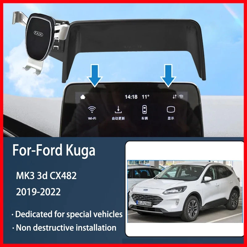 

For Ford Kuga MK3 3d ST-Line 2019~2022 Screen Car Mobile Phone Holder GPS Bracket Gravity Mount Support Auto Stand Accessories