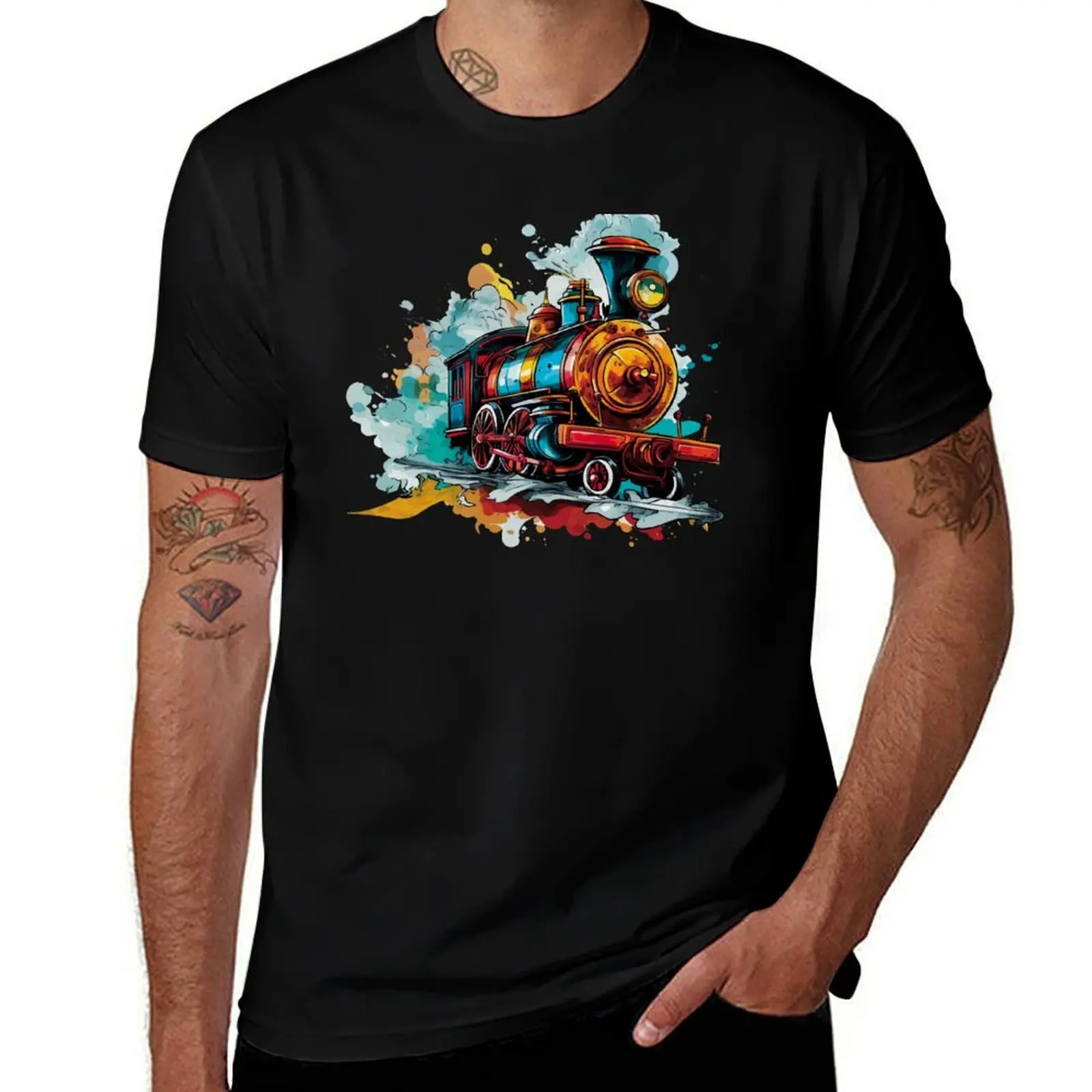 

Graffiti Steam Train T Shirt, Steam Train T-Shirt vintage summer shirt T-shirt men