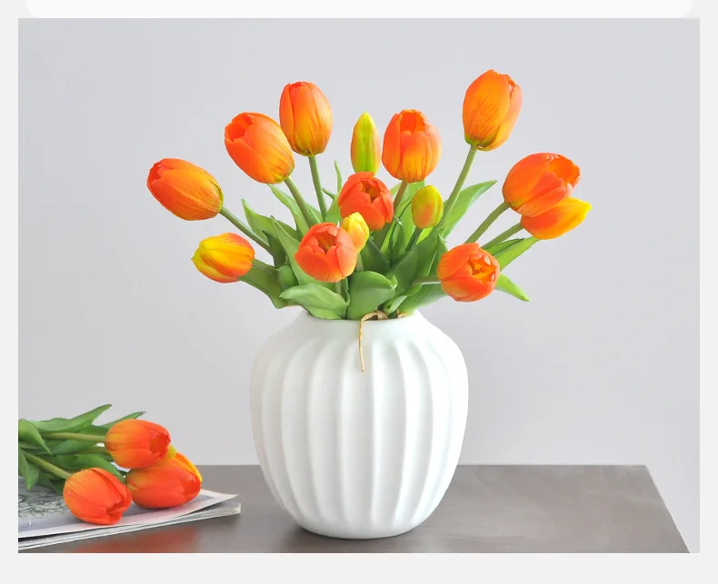 5 Stück/Blumenstrauß Mini neue Silikon-Tulpe 25 cm künstliche Blume Real Touch gefälschter Pflanzenstrauß für Hochzeitsdekoration Home Garen – Detail 12