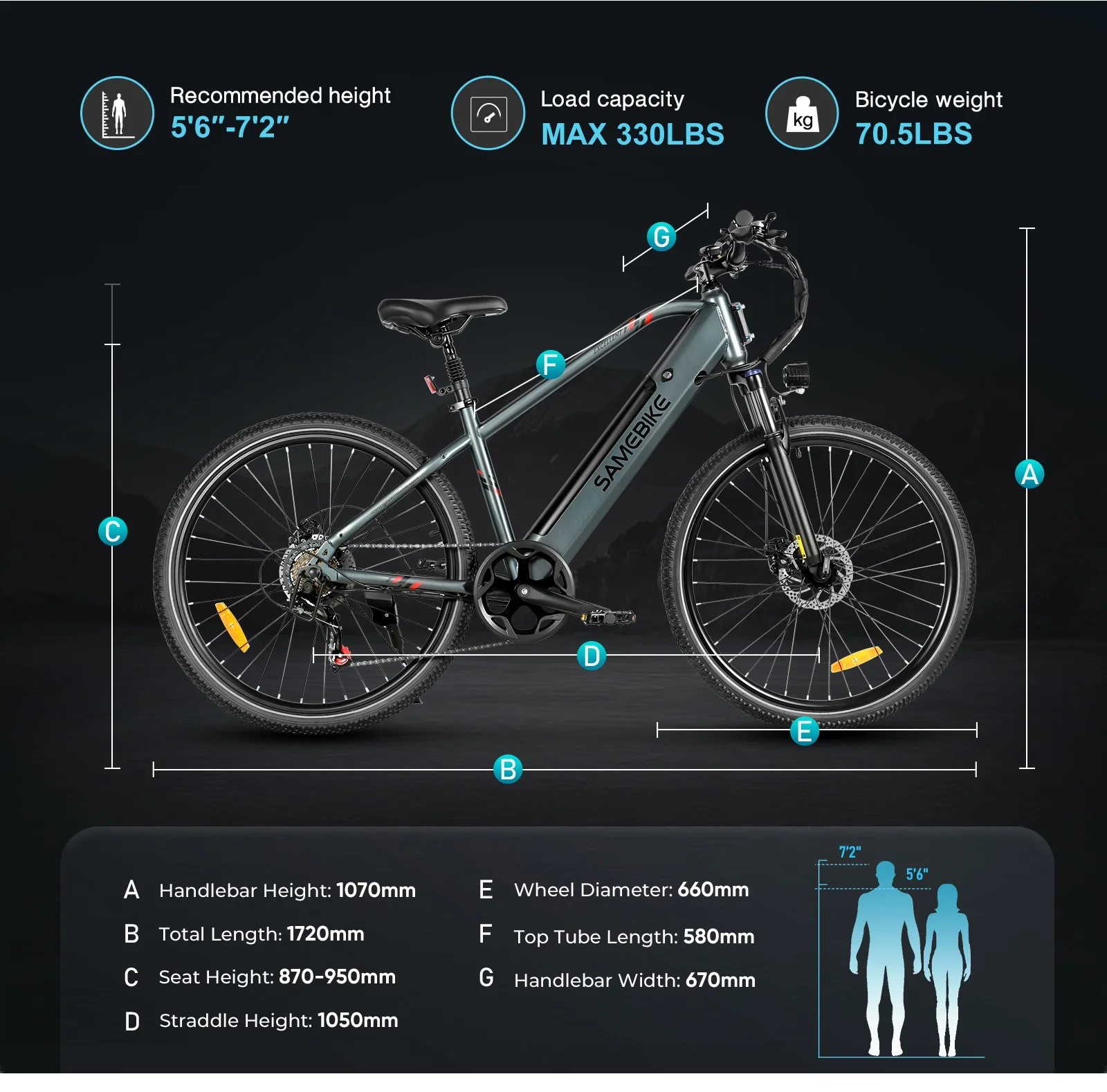 Samebike 27,5 Zoll Elektrofahrrad RS-A01MAN 36V15Ah Lithium-Batterie Motor E-Bike 7-Gang-Schaltung Elektrisches Mountainbike – Detail 15