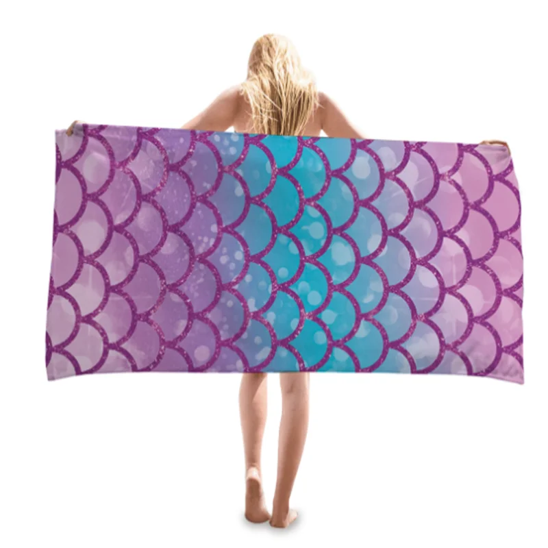 American New Bath Towel Creative Fashion Mermaid Beach Towel Adult Swimming Print Sunscreen Shawl Towel Wholesale Towel