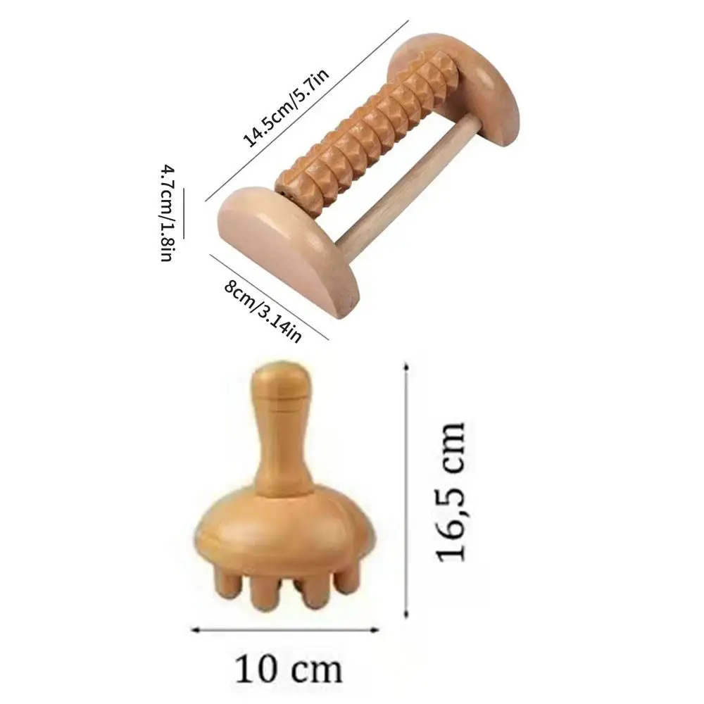 Handheld Massage Foot Sole Massager Muscle Relaxation Roller Wooden Roller Massager Wooden Acupoint Ball Foot Care