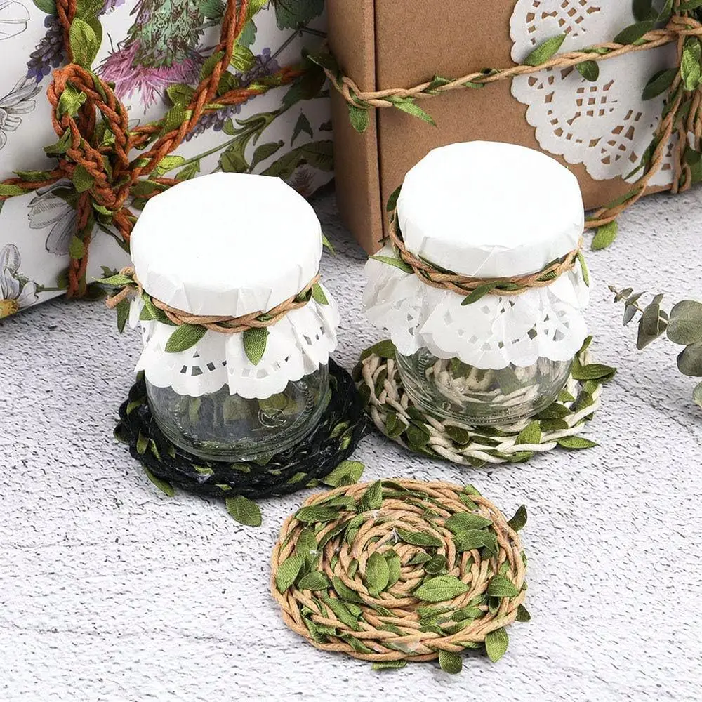 Artificial Vine Jute Rope Green Leaf Garland For DIY Craft Wedding Party Home Garden Decoration Handmade Vintage Style