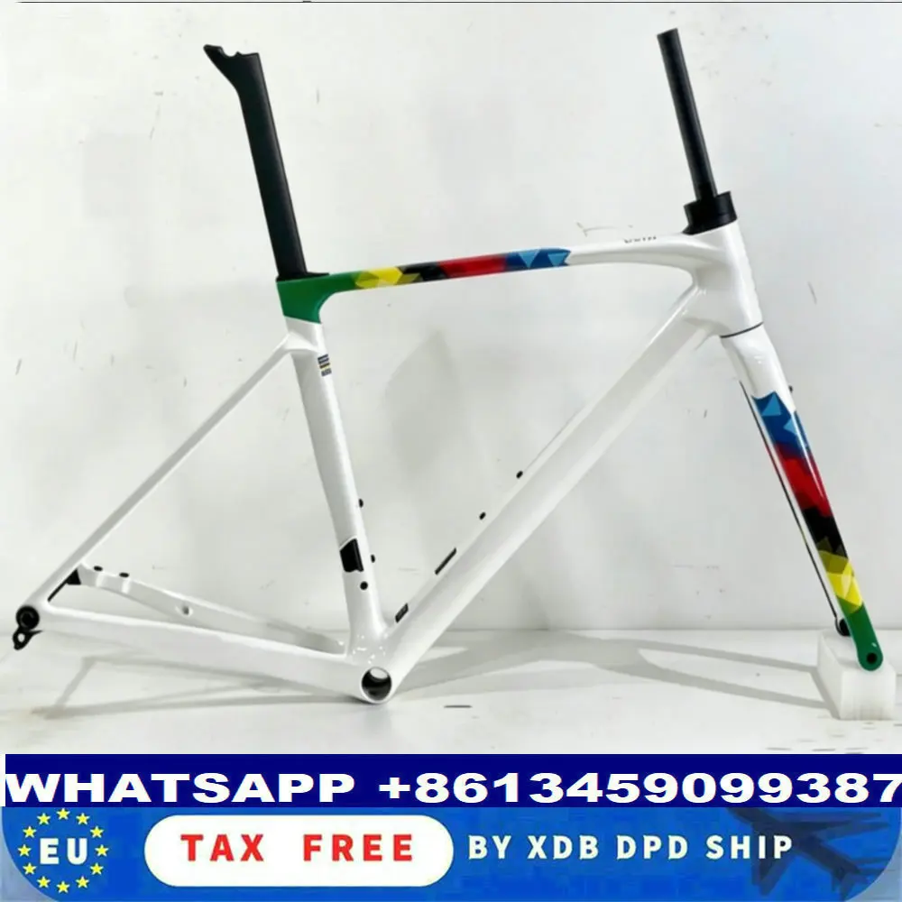 V5Rs Road Bike Frameset VRWC- White with World Champion color , T1100 Carbon Fiber, Full Internal Routing T47 BB