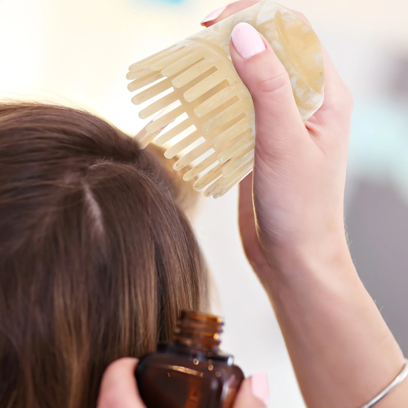 Natürlicher Ochsen horn Haarkamm anti statisch tragbarer Kamm Haar Kopfhaut bürste Haarausfall für Frau Männer Styling Gesundheits zubehör