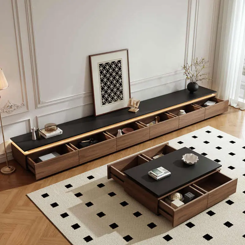 

#Walnut Wood Floor-standing Storage Cabinet, Italian Minimalist Living Room Antique Floor Cabinet, TV Cabinet