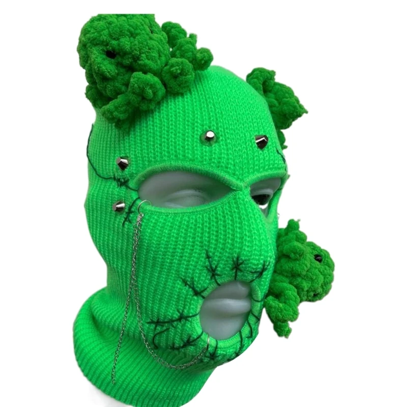 Knit Full Face Balaclava Hiking Scarves Devil Horn Balaclava Ski Halloween Hat
