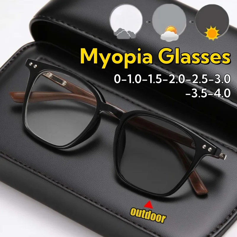 

Leisure Comfortable and Durable Photochromic Myopia Glasses Elegant Versatile Full Frame Anti-Blue Light Eyeglasses 0 To -4.0