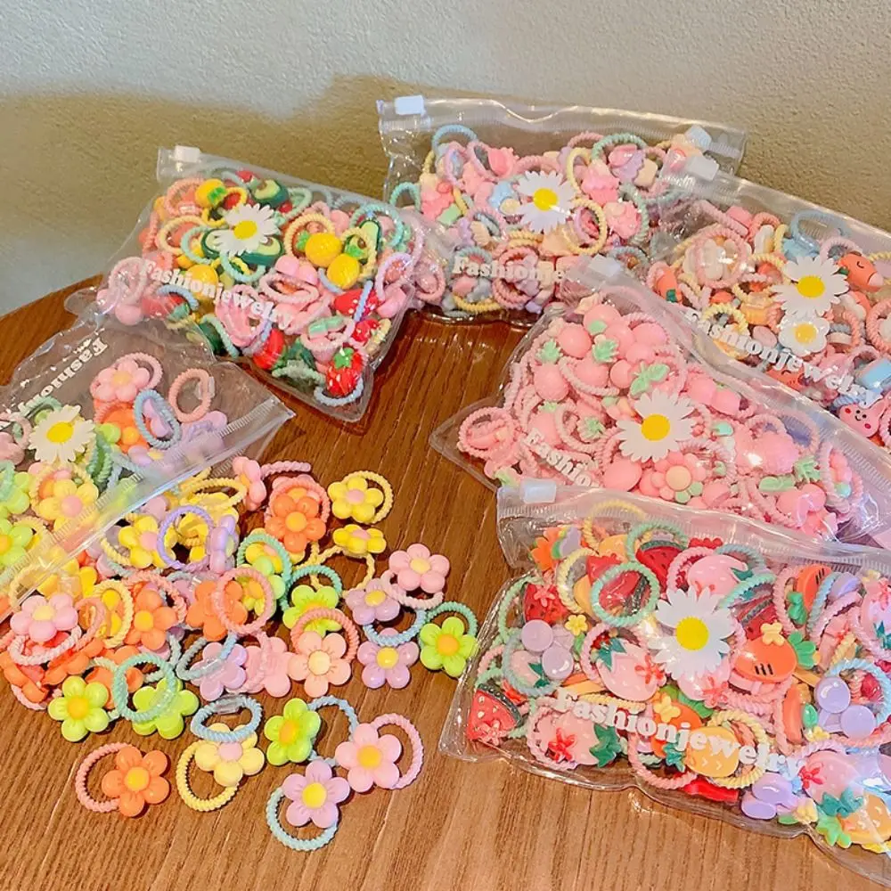 Crianças Elásticas Bandas de Borracha, Laços de Cabelo, Bebê Corda de Cabelo, Kawaii Scrunchie, Titular Rabo De Cavalo, Mulheres Acessórios, 20Pcs por conjunto