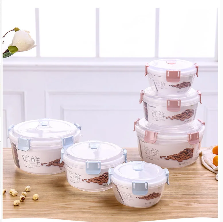 Recipiente Redondo Multifuncional de Plástico para Alimentos, Apto para Microondas, para Calentar Arroz, Recipiente Hermético para Conservar en el Refrigerador, Tazón para Fideos Instantáneos