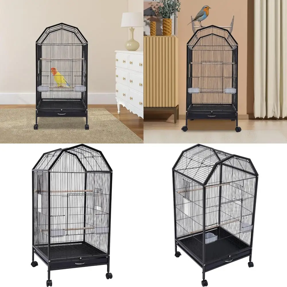 

Large Movable Bird Flight Cage with 5 Doors, Indoor Aviary for Canaries, 17.9x17.9x39.9 inches, Suitable for Pet Bird Enclosure
