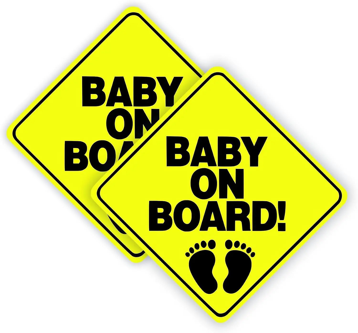 2 Pack Baby On Board Yellow Black PVC Sticker For Car Bumper And Rear Window Passenger Awareness Notice Decal