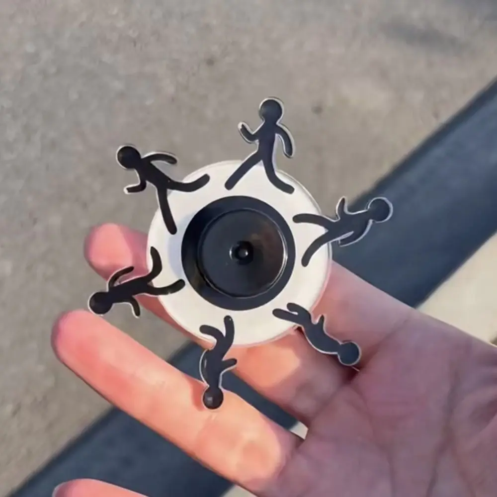 2 stücke Puzzle Stick Mann Finger Spinner Metall Handwerk Fidget Spinner Lustige Außen Glatte Hand Spinning Spielzeug