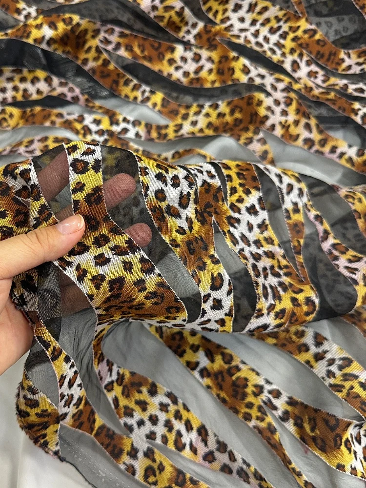 

Niche Fashion Irregular Semi-Transparent Leopard Organza Jacquard Fabric Formal Dress Designer