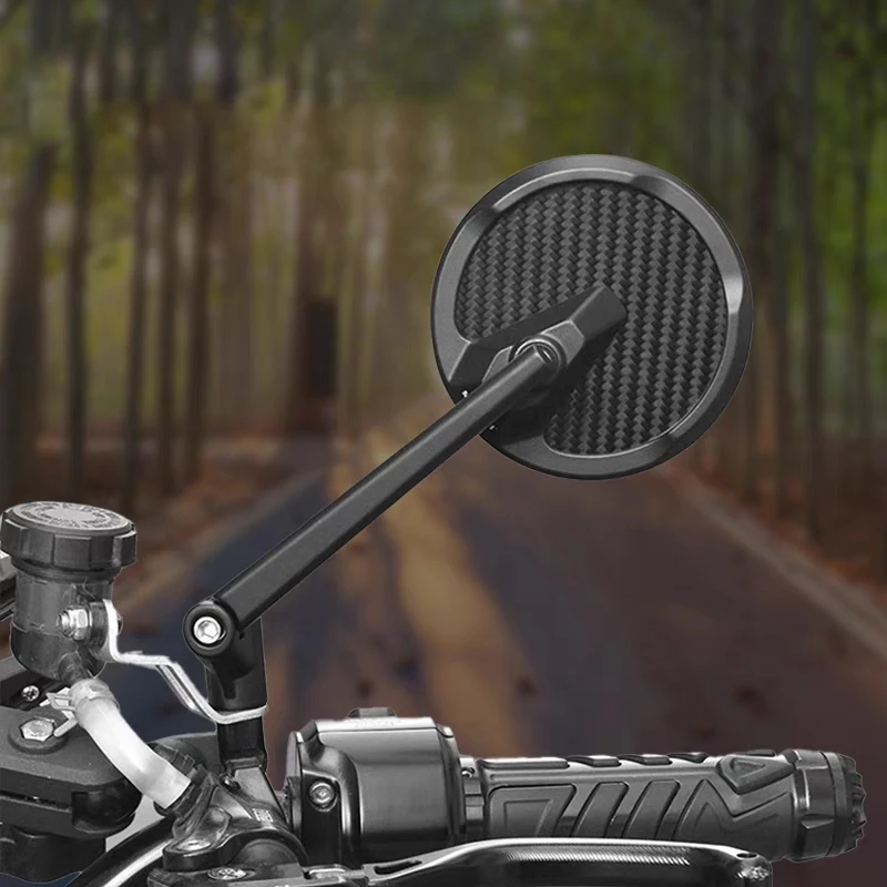 

Universal large-field vision motorcycle rearview mirror with Carbon fiber pattern convex mirror side mirror rear view mirror