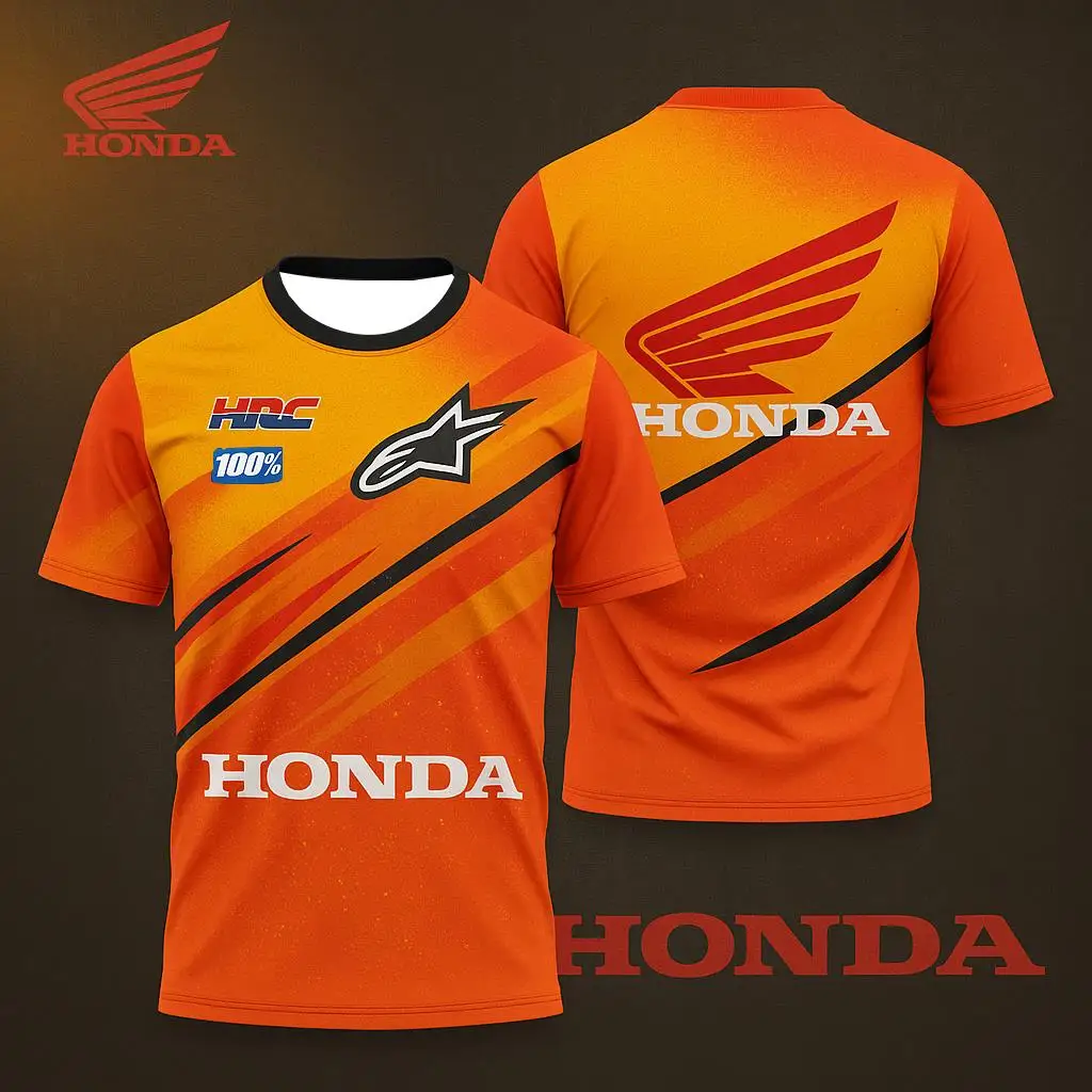 

Мужская футболка Honda Motorcycle Biker Racing, быстросохнущая дышащая спортивная одежда, трикотаж с короткими рукавами, удобный топ для мотоциклистов