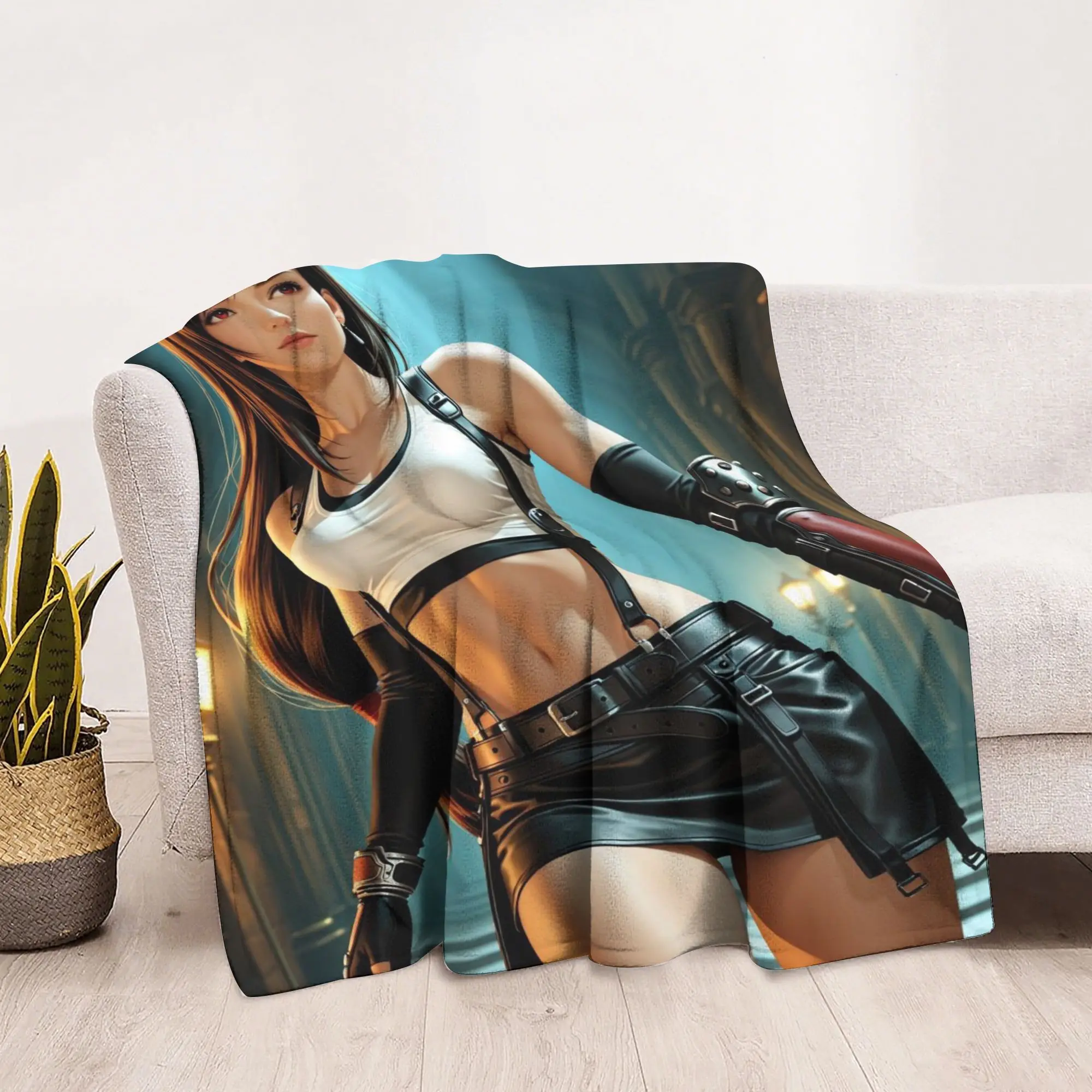 beautiful Tifa theme pattern Flannel printed blanket suitable for all seasons suitable for living room office sofa and travel