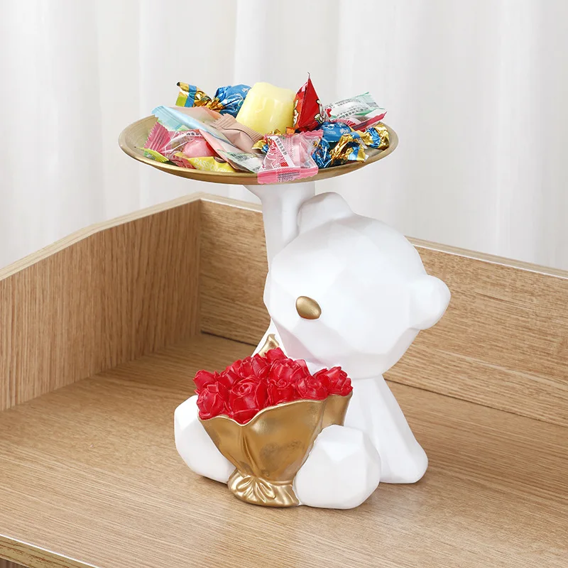 Popular resin craft item: geometrically cut bear tray ornament for home, TV cabinet, candy tray, entryway key holder