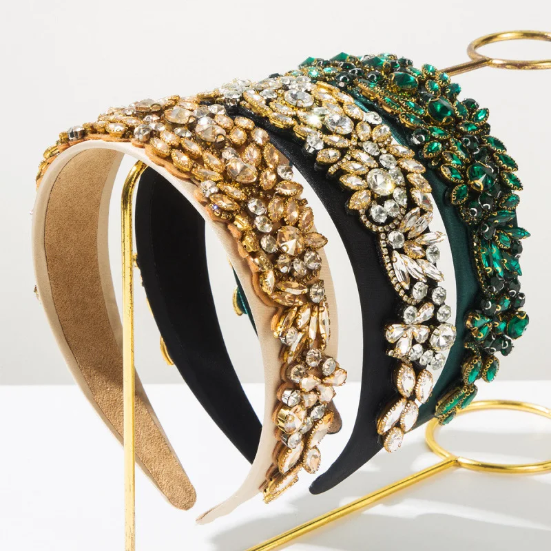 Ytterbium headband, trendy new Baroque style color full diamond personalized hair accessories temperament high-end jewelry whole