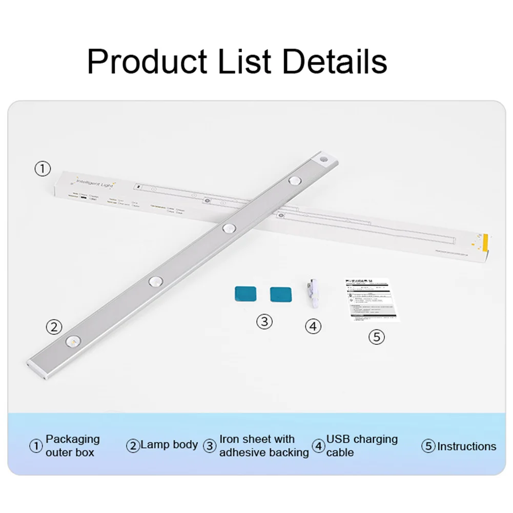 Sensore di movimento luci a LED lampada da notte ultrasottile USB ricaricabile sotto le luci dell'armadio 3 colori per l'illuminazione dell'armadio 20/40cm