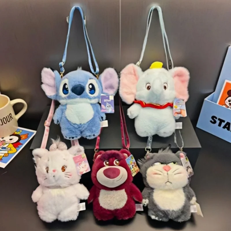 

Официальная мягкая плюшевая сумка-кроссбоди Disney с персонажами Стич, Лотсо, Дамбо, Люцифер, Мари Кэт для повседневного использования, для детей и девочек