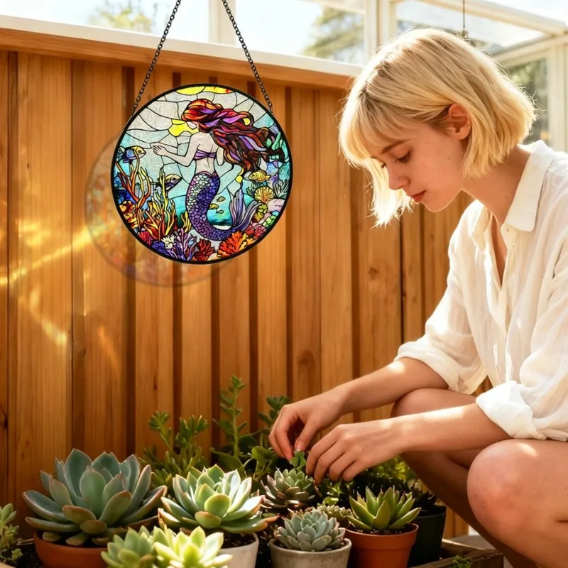 TFORU-Suncatcher (Mermaid Suncatcher) Glass Pendant Decoration