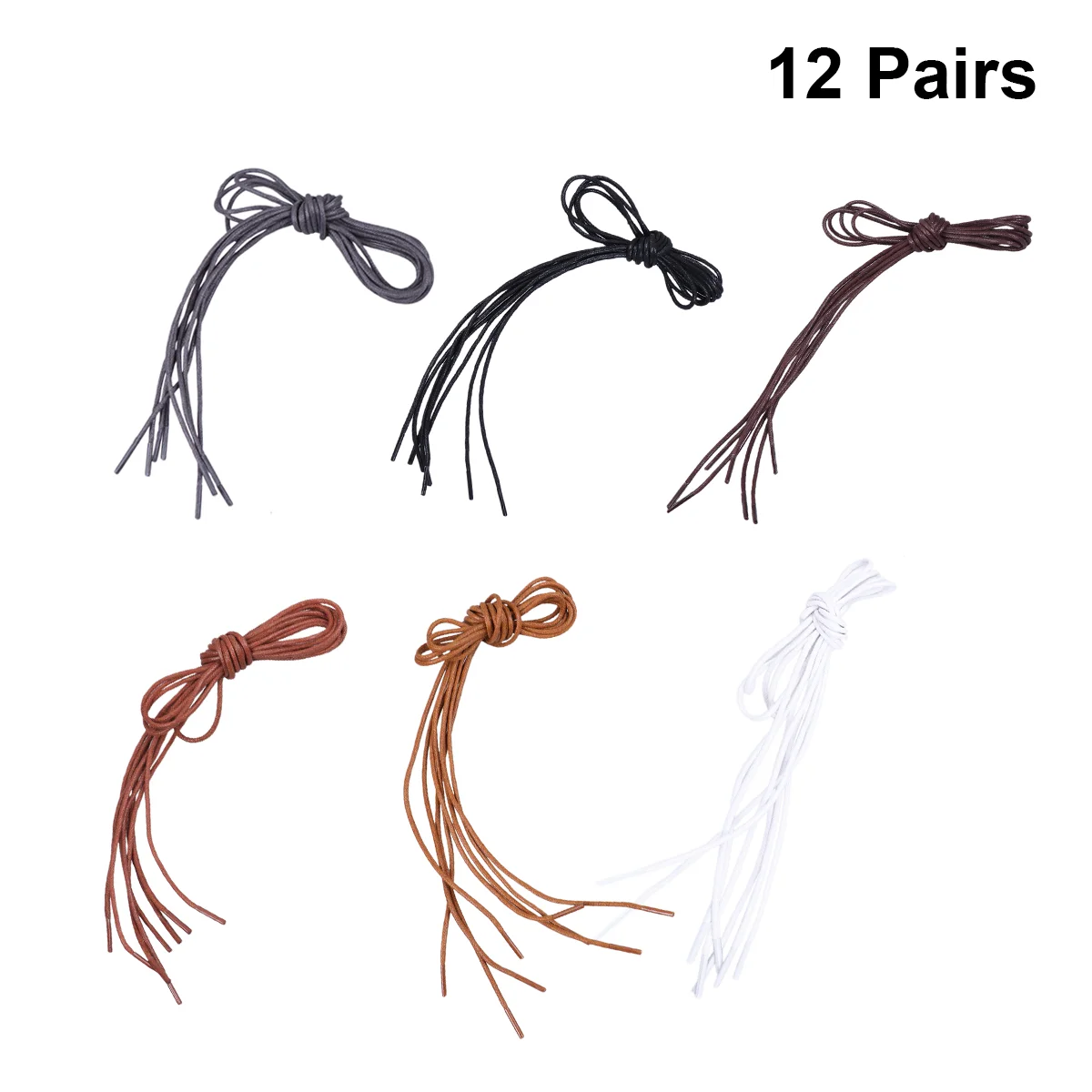 12 Pairs Round Waxed Shoelace Casual Leather Laces Thin Cotton Cord Shoe Accessories Sneaker Parts Dress Shoe Laces Gifts