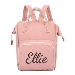 Mochila con bordado personalizado de dibujos animados para mamá, bolsa de pañales bonita, bolsas de bebé impermeables, mochila multifunción de gran capacidad