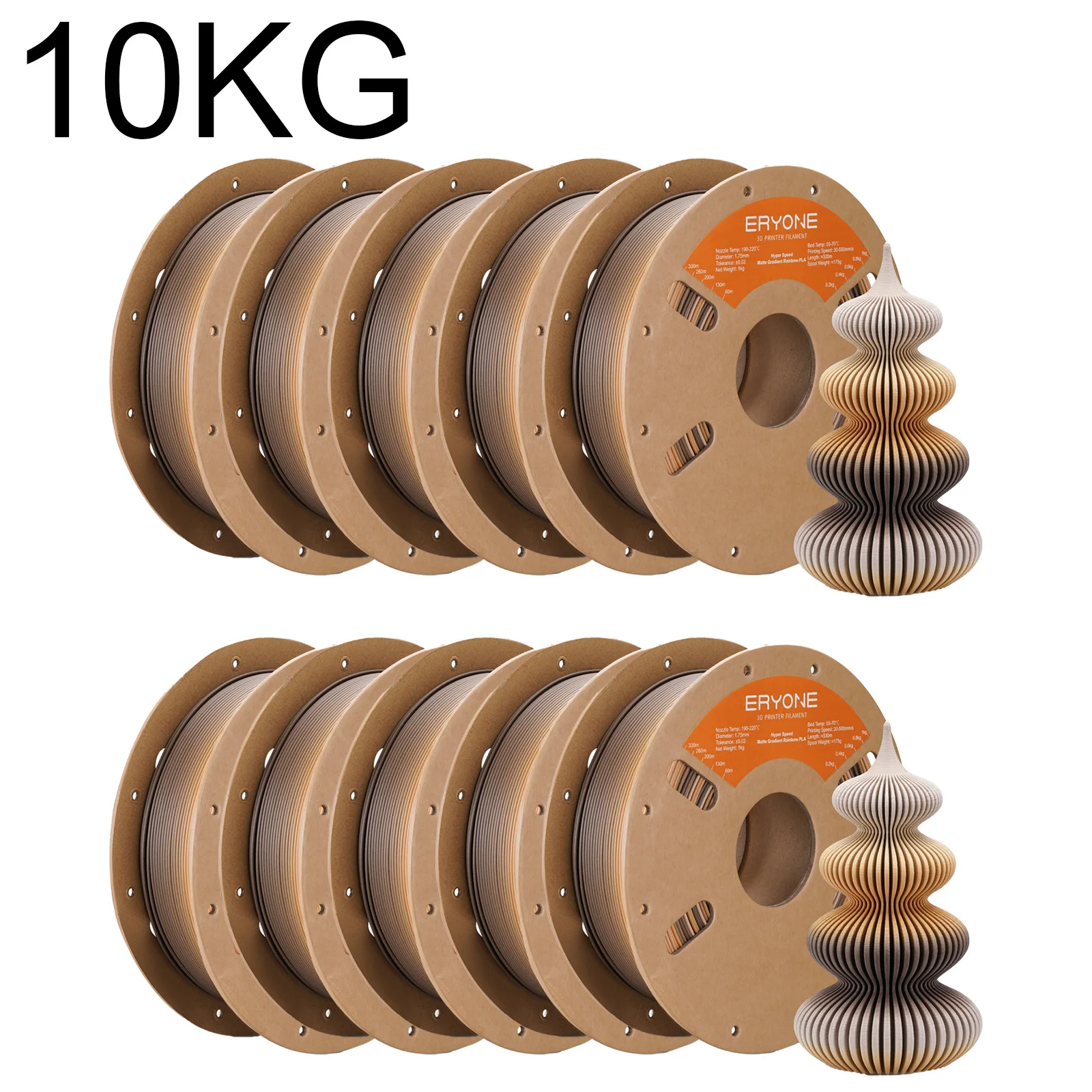 ERYONE 10KG Hyper Speed Matte Gradient Rainbow PLA Filament 1.75mm 3D Print,Max Print Speed:500mm/s,Multicolor,1KG/Spool