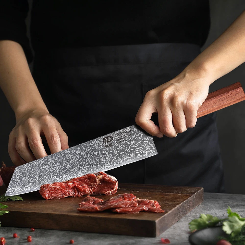 MOSTODOZO 8,2 Zoll Damast Kiritsuke Kochmesser, 67 Lagen Superstahl 15 °   Kantenförmiger Griff mit Polierter Oberfläche Handgefertigt Professionell