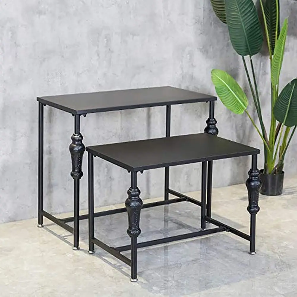 Retail Display Tables Set of 2 Standing Clothing Shoes Riser Unit Boutique Storage Shelves Iron Stable Durable Easy Installation