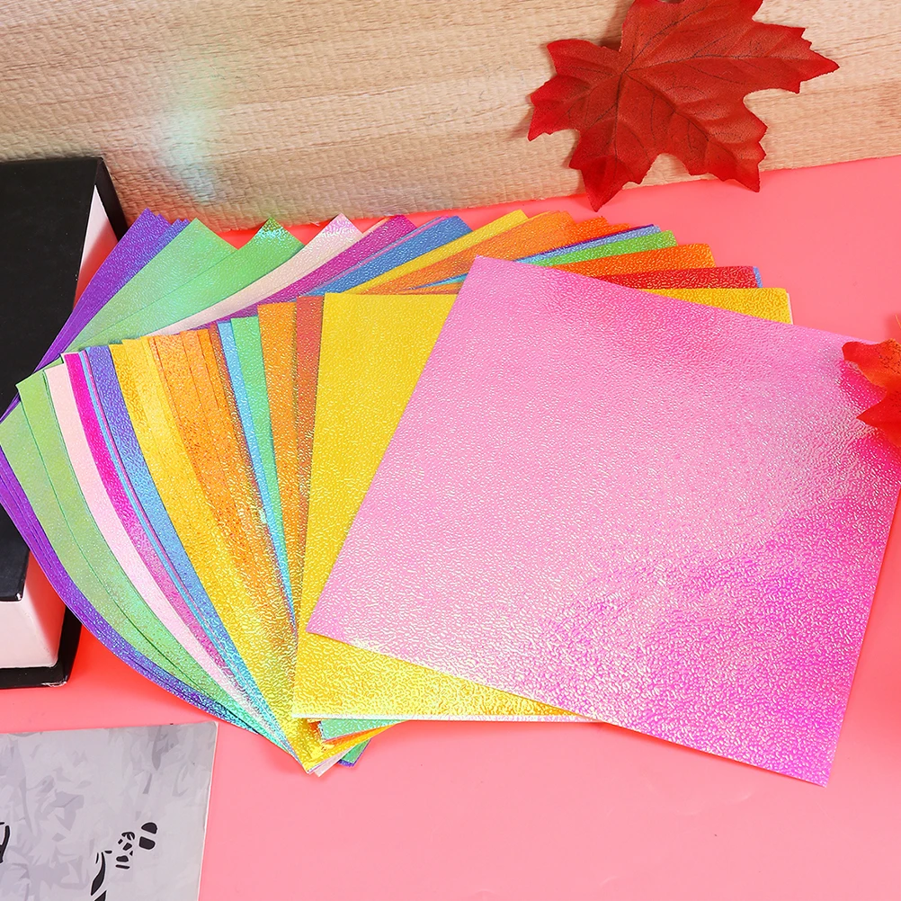 Shiny Craft Paper 15Cm Square Iridescent Origami Sheets For Diy Scrapbooking Glitter Paper Pearlescent Art Projects